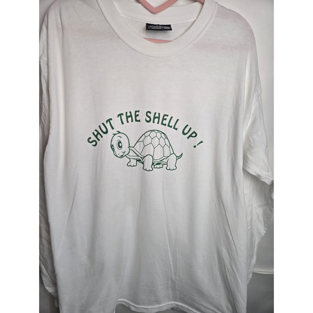 Shut The Shell Up Tortoise Turtle L/s T-shirt Size Large Maryland Terrapins Wht‎